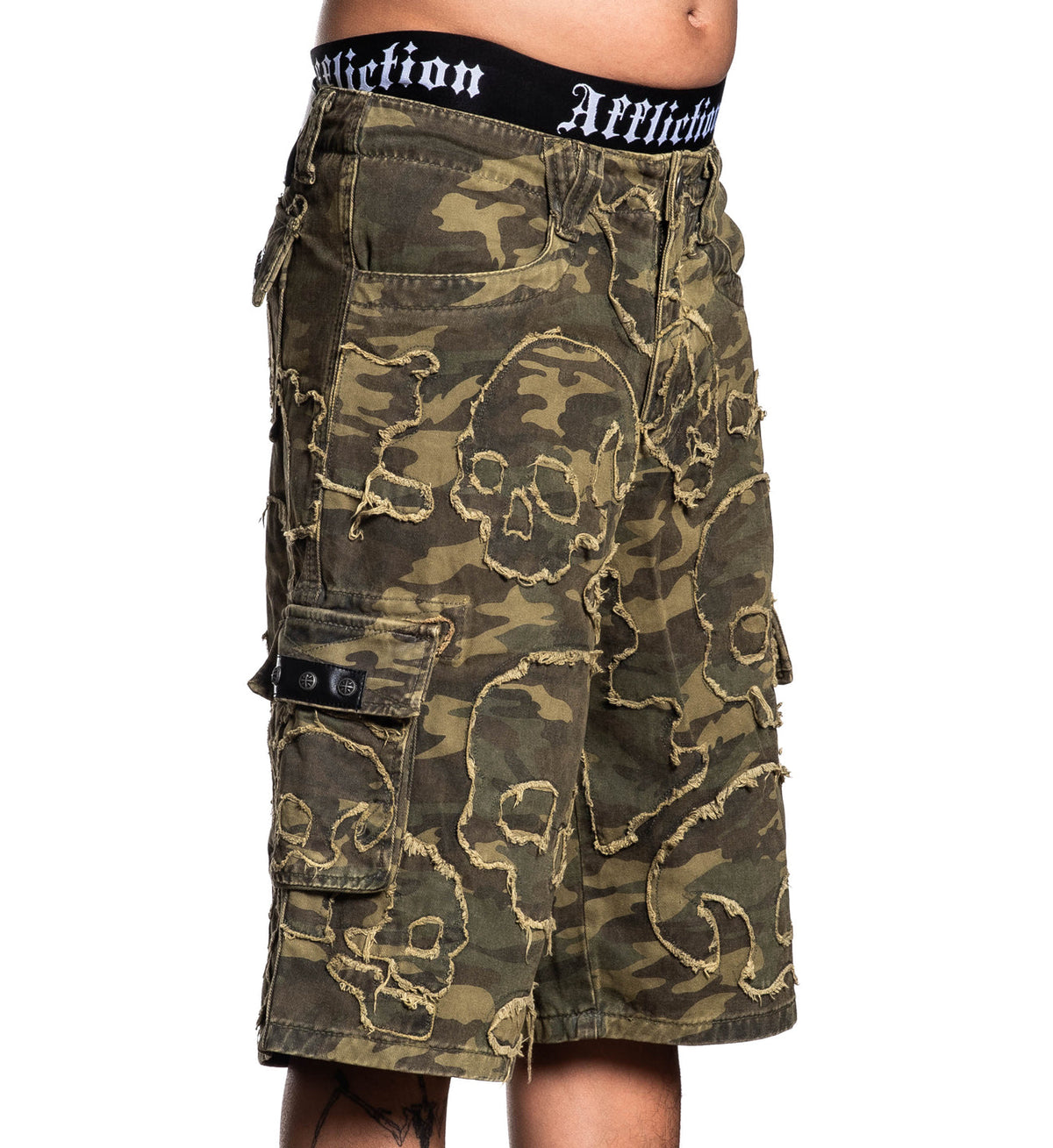 Wide Leg Skull Camo Short