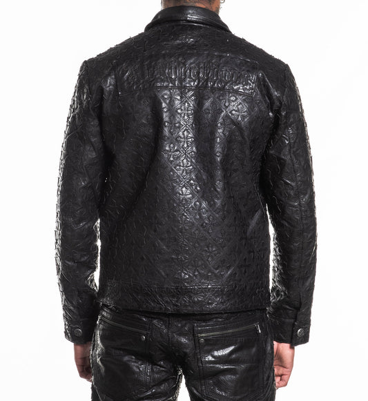 Quilted Cross Leather Jacket