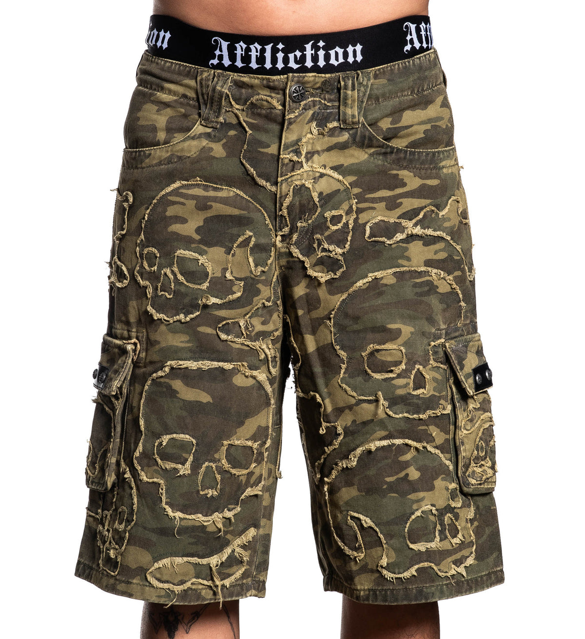Wide Leg Skull Camo Short