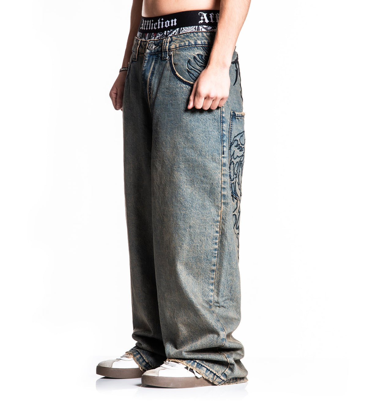 Extra Wide Tribal & Wings Denim