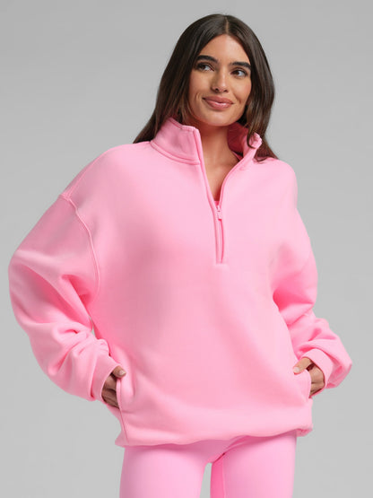 Neon Basic Quarter Zip Mock Neck