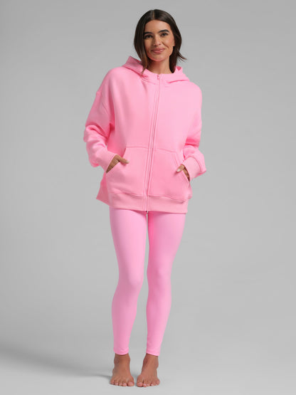 Neon Basic Crop Zip Hoodie