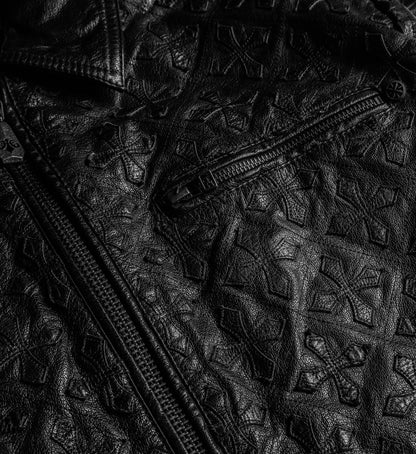 Quilted Cross Leather Jacket