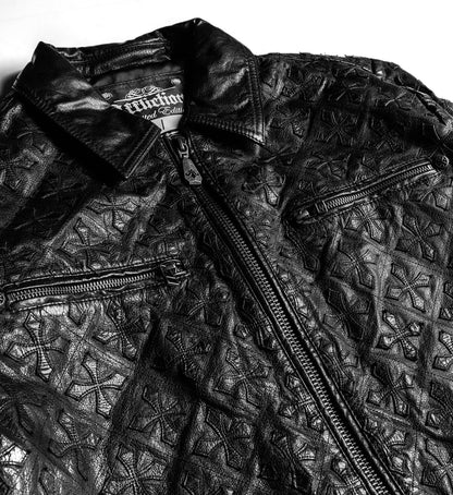 Quilted Cross Leather Jacket